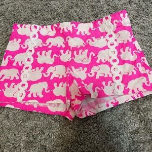 Lilly Pulitzer Pink and White Elephant Shorts